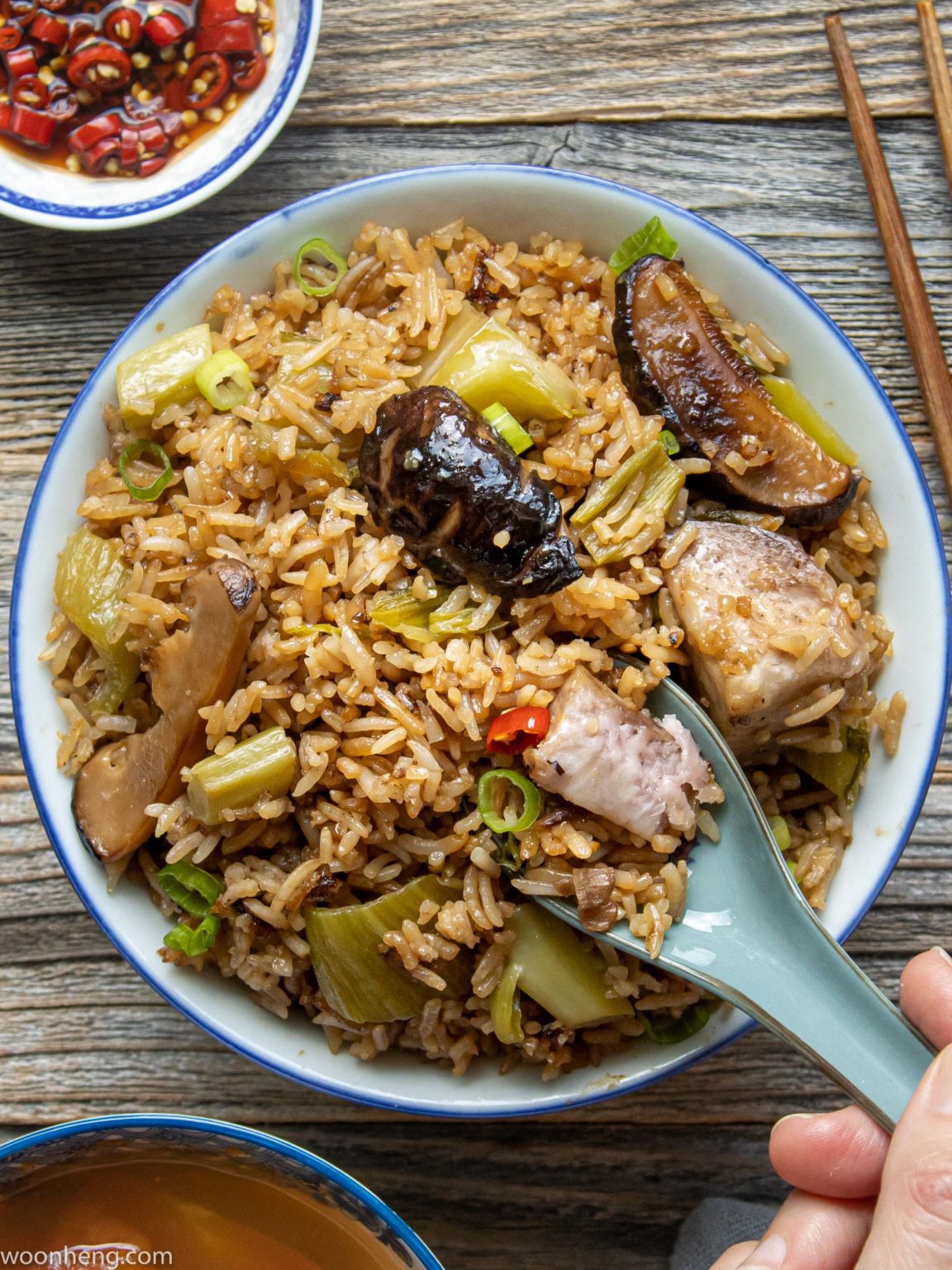 Taro Rice with Chinese Mustard Greens | 芋头芥菜饭 - WoonHeng